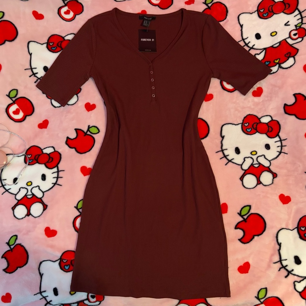 Forever 21 Ribbed Red Bodycon Dress Size M